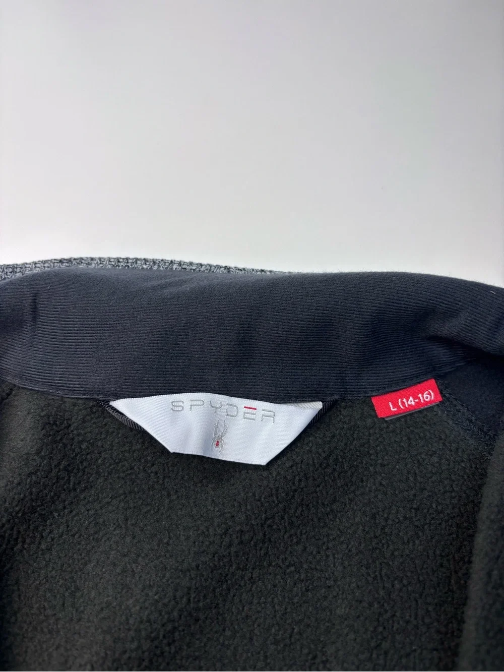 Spyder Kids Black “Bandita Stryke” Jacket with Gray Accents & Red Zipper Size L